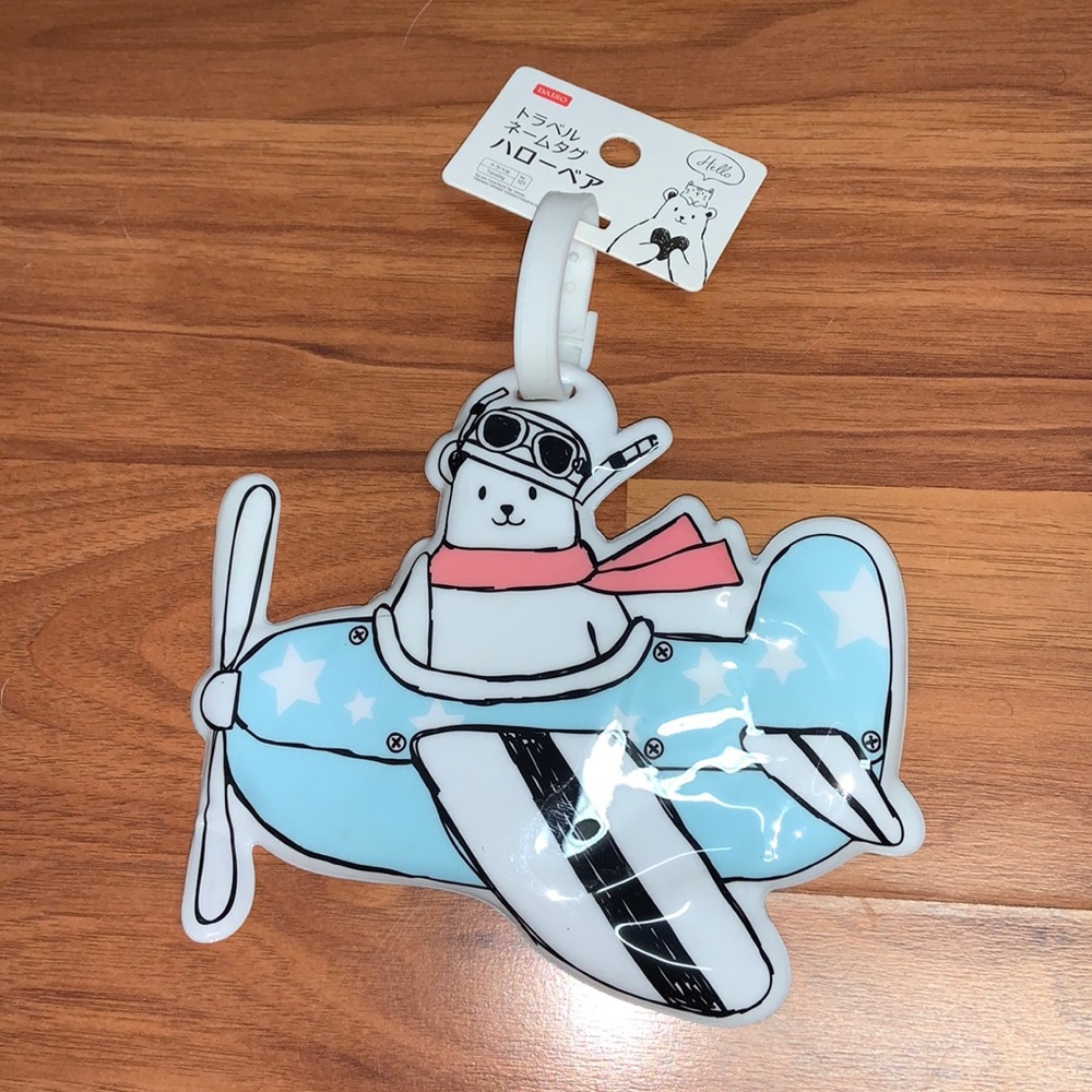 NWT Daiso Large Airplane Bear Luggage Tag
